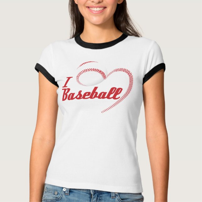 Ich Liebe Baseball Herz T-Shirt (Vorderseite)