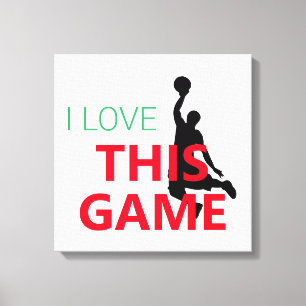Ich liebe Basketballspiel Leinwanddruck