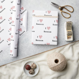 Ich Liebe Bassoon Red Heart of Musiknotens Geschenkpapier