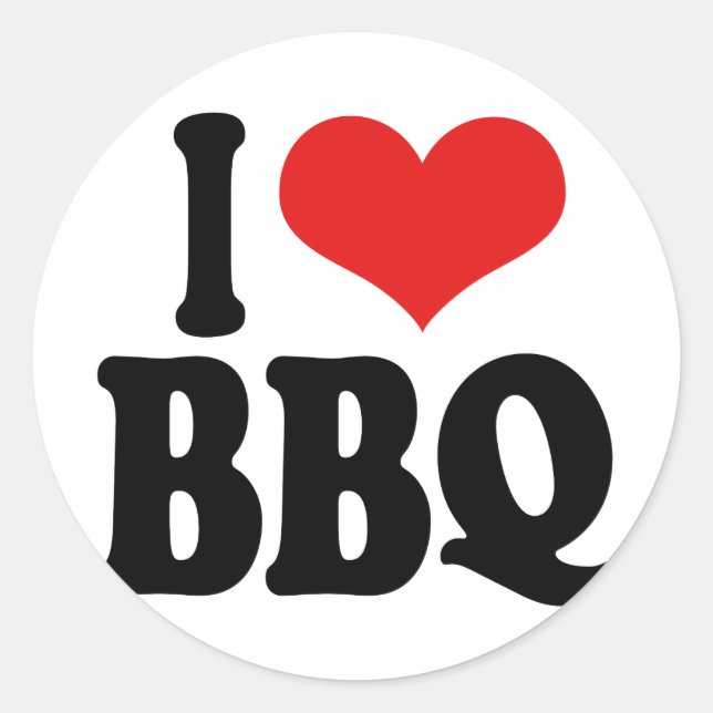 Ich liebe BBQ Runder Aufkleber (Vorderseite)