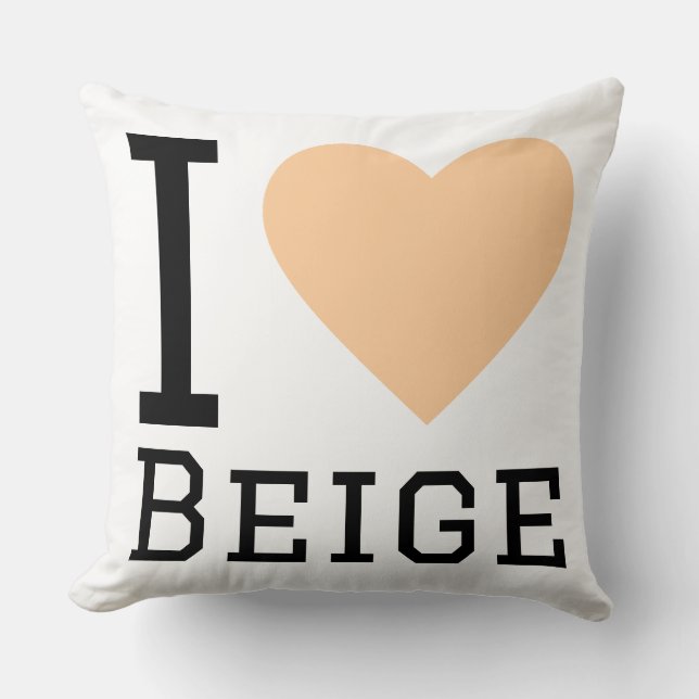 Ich liebe Beige Kissen (Vorderseite)