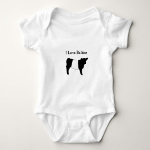 Ich liebe Belties - Schwarze weiße Belted Galloway Baby Strampler