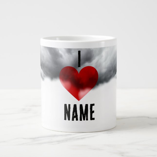 Ich liebe benutzerdefinierter Name Jumbo-Tasse (Vorderseite)