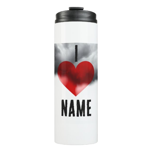 Ich liebe benutzerdefinierter Name Thermosbecher (Vorderseite)