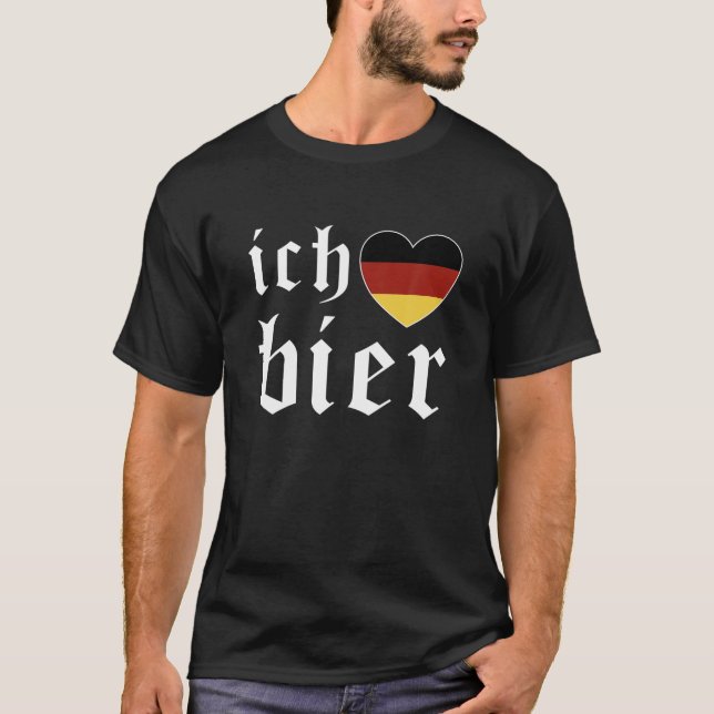 Ich Liebe Bier Deutsche Flagge Oktoberfest Kostüm  T-Shirt (Vorderseite)