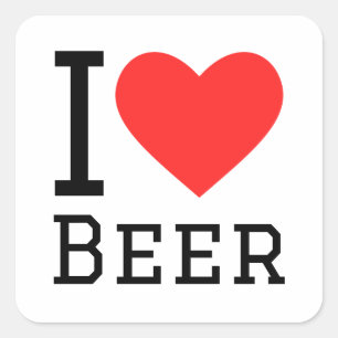 Ich liebe Bier Quadratischer Aufkleber
