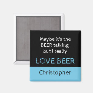 Ich Liebe Bier schwarz und blau mit Namen Magnet
