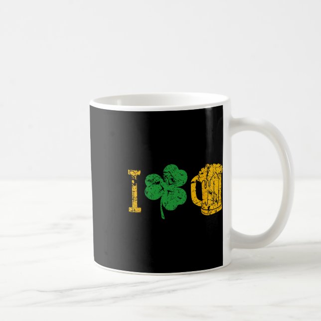Ich liebe Bier Vier-Blatt-Kleeblatt St. Patrick's  Kaffeetasse (Rechts)