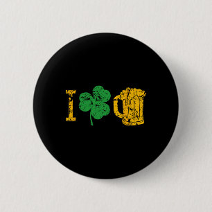 Ich liebe Bier Vierblattklee St Patricks Day T-Shi Button