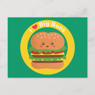 Ich Liebe Big Buns, Kawaii Big Burger Postkarte