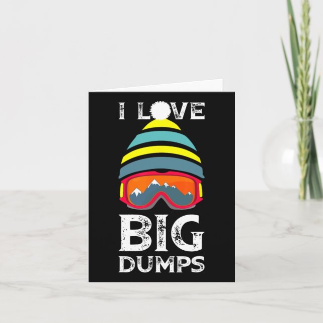 Ich Liebe Big Dumps Cool Snowboarden Ski Hat Clic Karte (Vorderseite)