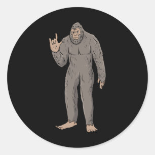 Ich liebe Big Foot ASL-Handgeste Gehörloser Hörver Runder Aufkleber