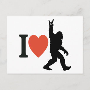 Ich liebe Bigfoot Rock On Feiertagspostkarte