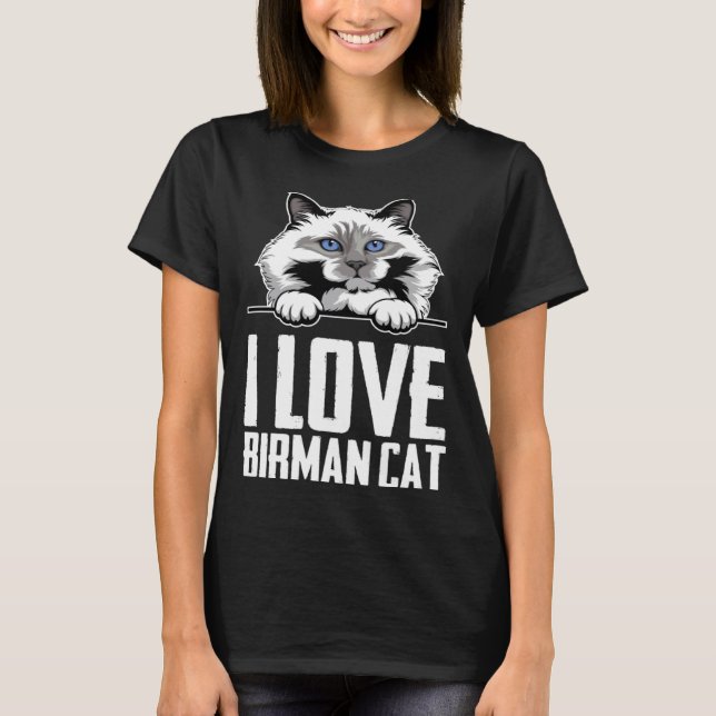 Ich liebe Birma-Katze T-Shirt (Vorderseite)