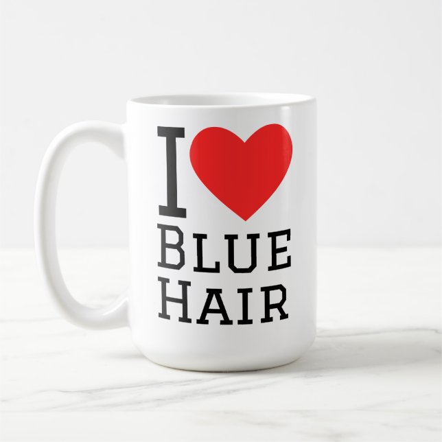 Ich liebe blaues Haar Kaffeetasse (Links)