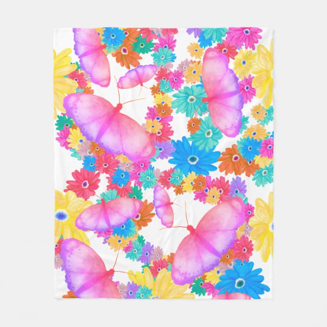 Ich Liebe Blume. Butterfly Dream Fleecedecke (Vorderseite)