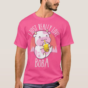 Ich liebe Boba japanische Kawaii Anime Kuh wirklic T-Shirt