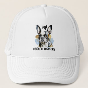 Ich liebe Boston Terrier Truckerkappe