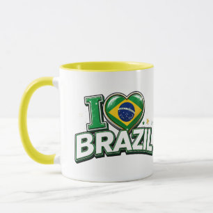Ich liebe Brasilien Patriotischer Fußball-Fan-Bech Tasse