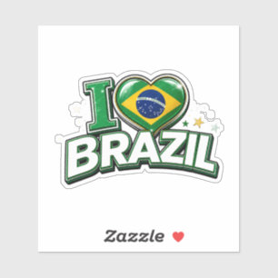 Ich liebe Brasilien Patriotischer Fußballfan Br Aufkleber