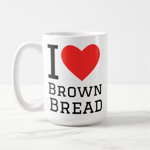 Ich liebe braunes Brot quadratischer Aufkleber Kaffeetasse
