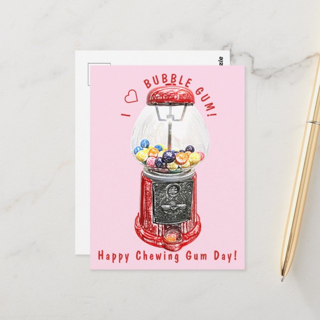 Ich liebe Bubble Gum  Postkarte (Vorderseite/Rückseite Beispiel)