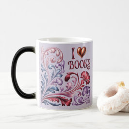 Ich liebe Bücher Art Nouveau Lavendel-Tasse Verwandlungstasse