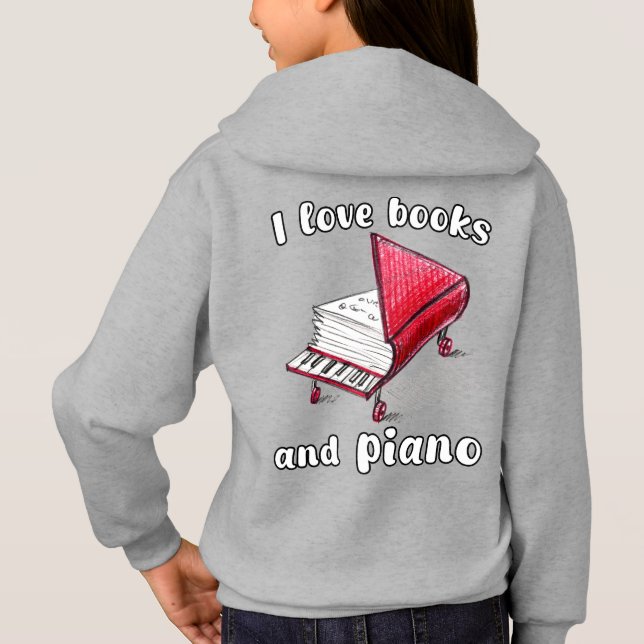 Ich Liebe Bücher und Klavier, authentische Freehan Hoodie (Rückseite)
