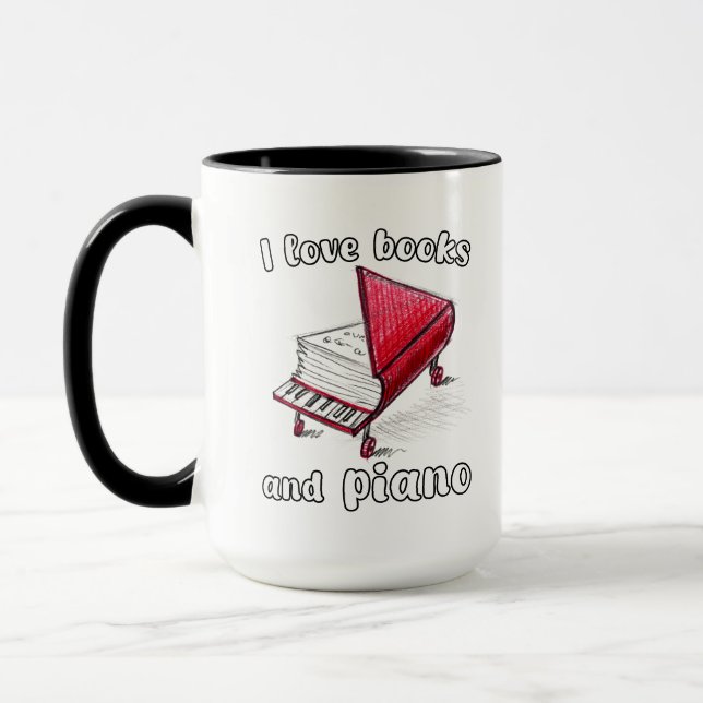 Ich Liebe Bücher und Klavier, authentische Freehan Tasse (Links)