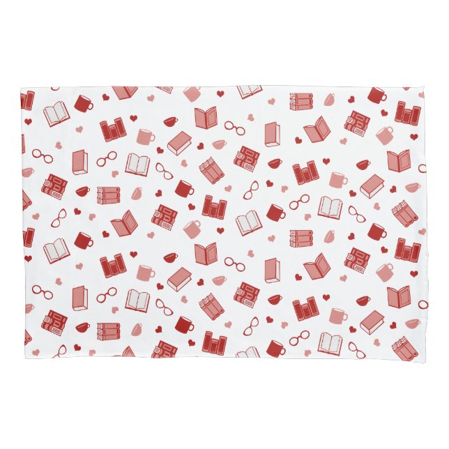 Ich Liebe Bücher und Lesen niedlicher roter Muster Kissenbezug (Vorderseite)