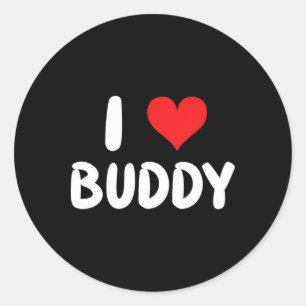 Ich liebe Buddy - Herz  Runder Aufkleber