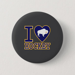 Ich liebe Buffalo Hockey Herz Ny New York Liebhabe Button