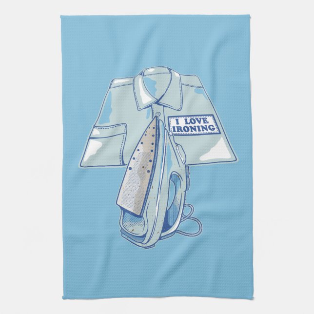 Ich Liebe bügelt lustiges Eisen Geschirrtuch (Vertikal)
