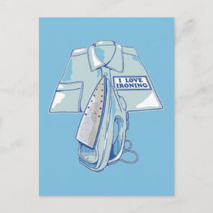 Ich Liebe bügelt lustiges Eisen Postkarte