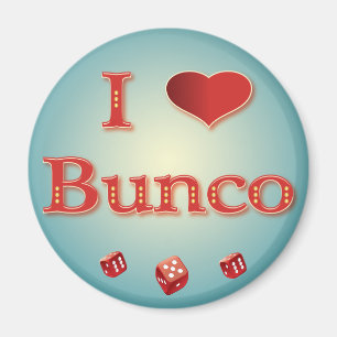 Ich Liebe Bunco in Rot mit roten Würfeln Magnet