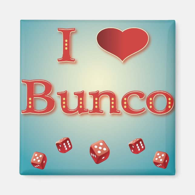 Ich Liebe Bunco in Rot mit roten Würfeln Magnet (Vorne)