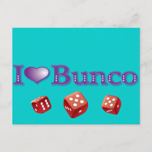 Ich Liebe Bunco mit Red Dice Postkarte