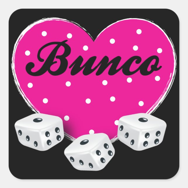 Ich Liebe Bunco Valentines Herz mit Würfeln Quadratischer Aufkleber (Vorderseite)