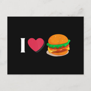 Ich liebe Burger Cheeseburger ungesunde Ernährung Feiertagspostkarte