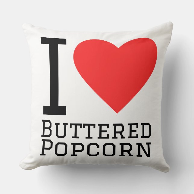 Ich liebe Butterpopcorn Kissen (Vorderseite)