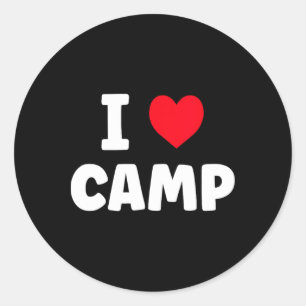 Ich liebe Camp Sommercamp Glamping Runder Aufkleber