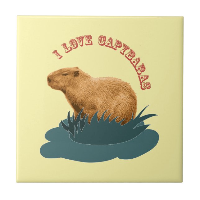 Ich liebe Capybaras Niedliches Capybara-Fan Fliese (Vorderseite)