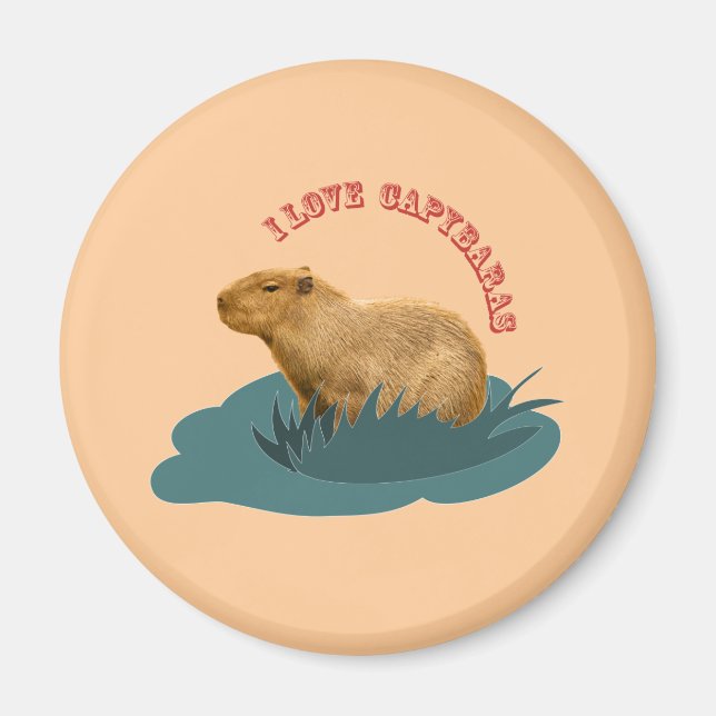 Ich liebe Capybaras Niedliches Capybara-Fan Magnet (Vorne)