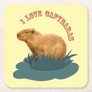 Ich liebe Capybaras Niedliches Capybara-Fan Rechteckiger Pappuntersetzer