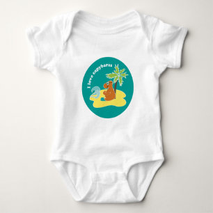 Ich liebe Capybaras Tropical Beach Art Baby Strampler