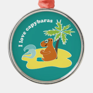 Ich liebe Capybaras Tropical Beach Art Ornament Aus Metall