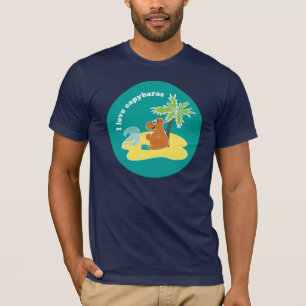Ich liebe Capybaras Tropical Beach Art T-Shirt