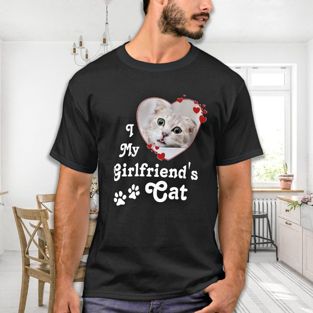 Ich Liebe Cat Custom Heart Foto meiner Freundin T-Shirt (Von Creator hochgeladen)