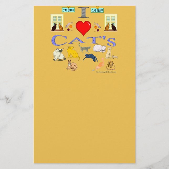 Ich Liebe Cat's Briefpapier (Vorderseite)