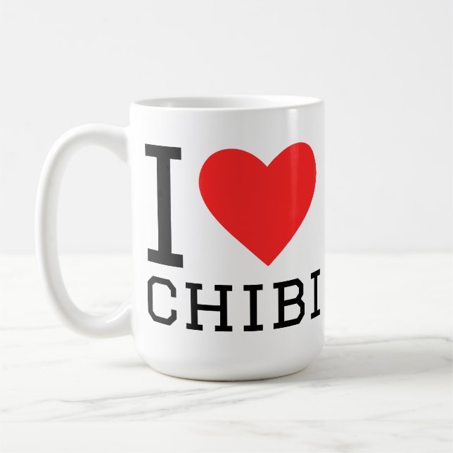 Ich liebe Chibi-Quadrat-Aufkleber  Kaffeetasse (Links)